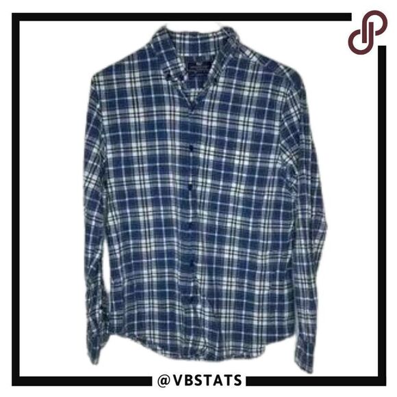 Vineyard Vines Navy/White Plaid LS Sim Longshore Shirt in Size Medium - Picture 1 of 6